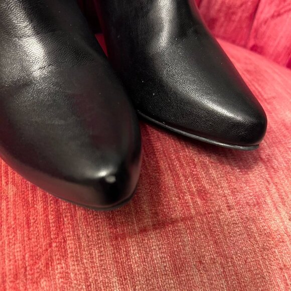 Mark. Black and Brown Ankle Booties Size 8 Vegan Friendly 3" Chunky Heel - Picture 5 of 8